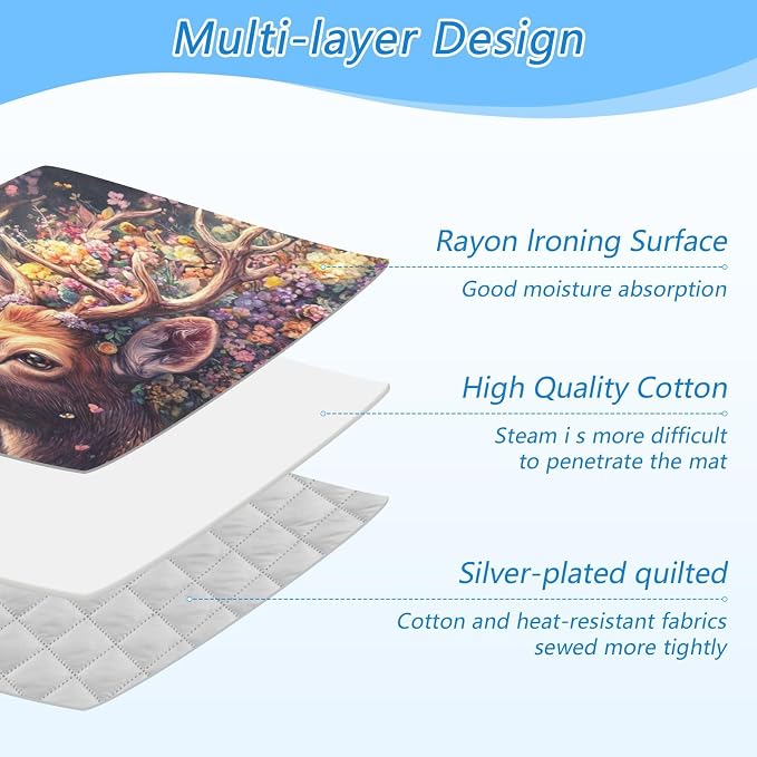 Deer with Butterfly Floral Ironing Mat Thickened Ironing Blanket Travel - Image 4