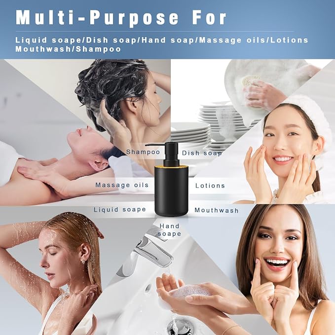 Soap Dispenser for Bathroom and Kitchen, 12oz Modern Minimalist Style Plastic - Image 6