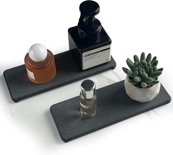 2 Pcs Water Absorbing Stone Trays, Kitchen/Bathroom Sink Soap Dish, Diatomite - Image 4