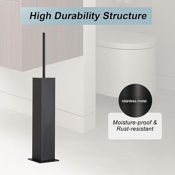 Black Toilet Brush and Holder, Toilet Bowl Brush - Image 2