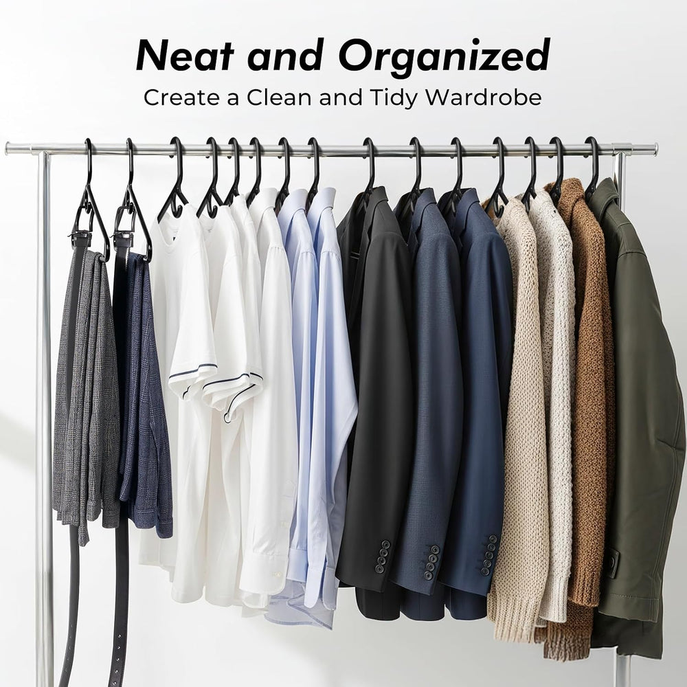 HOUSE DAY Heavy Duty Plastic Hangers 38 Pack - Thick Black Clothes Hangers