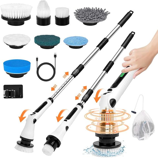 Electric Spin Scrubber, Cordless Cleaning Brush, 8 Brush Heads & 2 Speeds by PseaordBrand