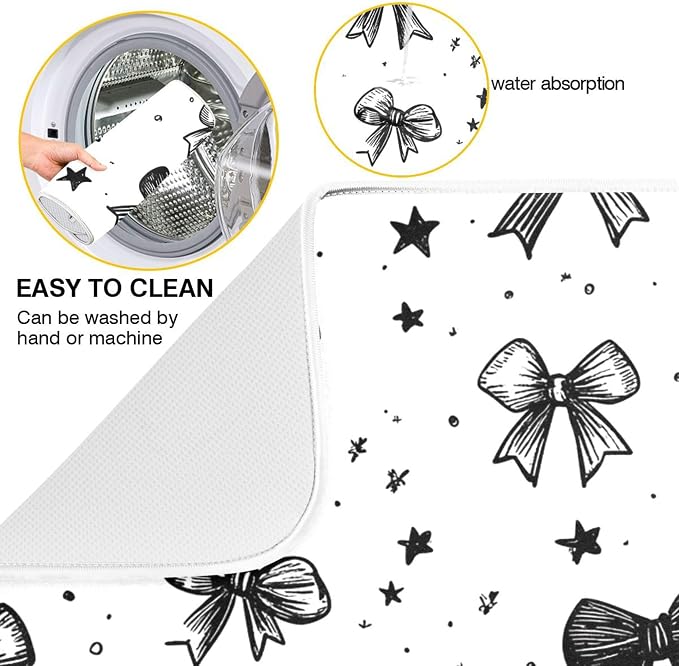 Black White Bowknot Dish Drying Mat - Image 2