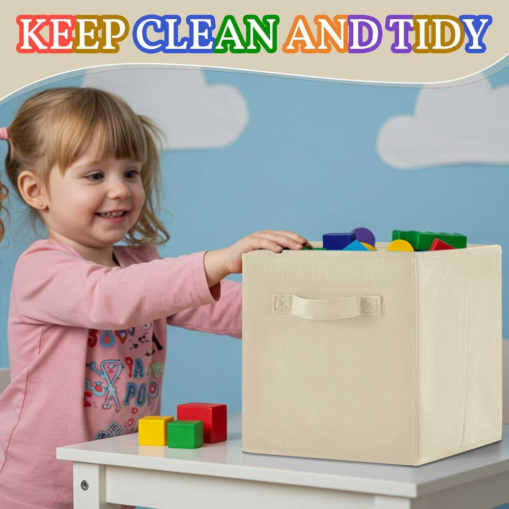Yinder 12 Pcs Cube Storage Bin, Brown 10.5''x10.5''x11'&#...