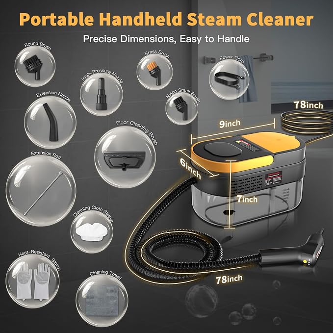 Steam Cleaner, 3-Level Adjustable Handle, 15s Heat-Up, 1.69 Quarts Tank - Image 4