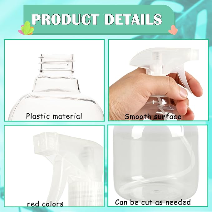 25 Pcs Plastic Spray Bottles 8 oz Empty Clear Refillable Spray Bottles - Image 3