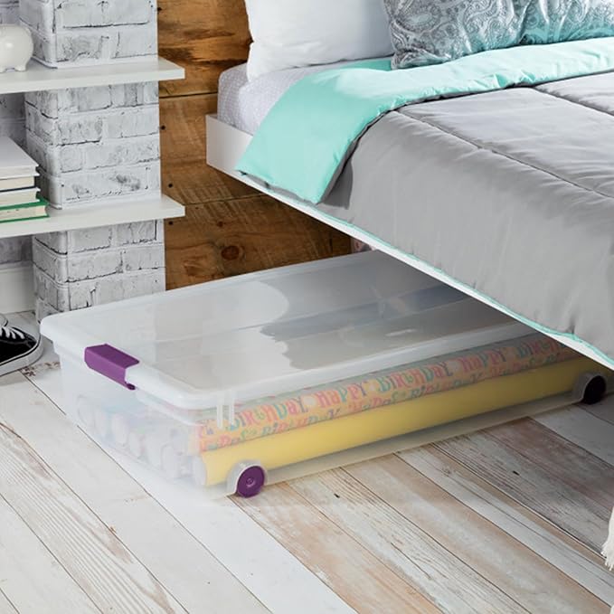 Sterilite 12-Pack ClearView Latch Box, Wheeled Underbed Organizer Bins - Image 5