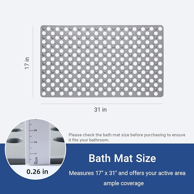 Non Slip Bathtub Mat and Shower Mat 31x17 inch, Bath Mat - Image 2