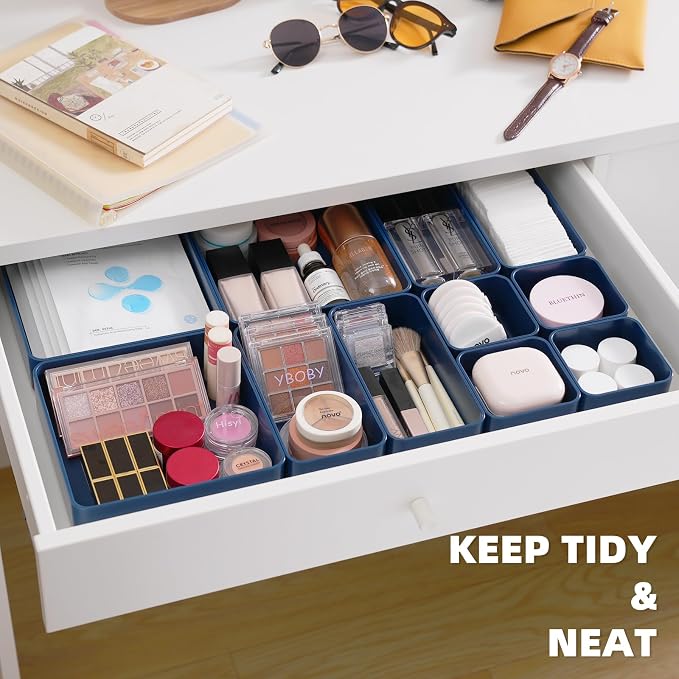 11-Piece Stackable Drawer Organizer Set, Stationery, Utensils in Bathroom - Image 3