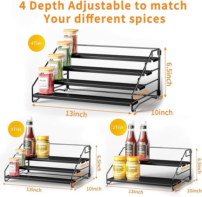 RCHYFEED Spice Rack Organizer for Cabinet Pantry, 4 Tier Spice Rack Countertop - Image 4