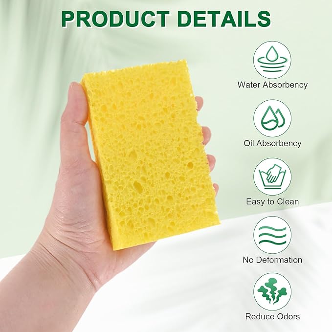 1-Set Kitchen Sponges, Condense Eco Cellulose Non-Scratch Scrub Heavy Sponge - Image 2