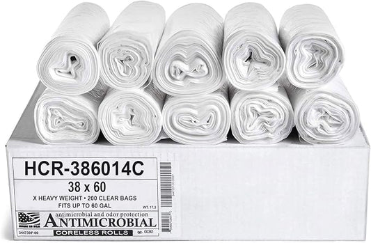 Aluf Plastics High Density Trash Bags, 60 Gallon, 14 Micron, by AlufPlastics