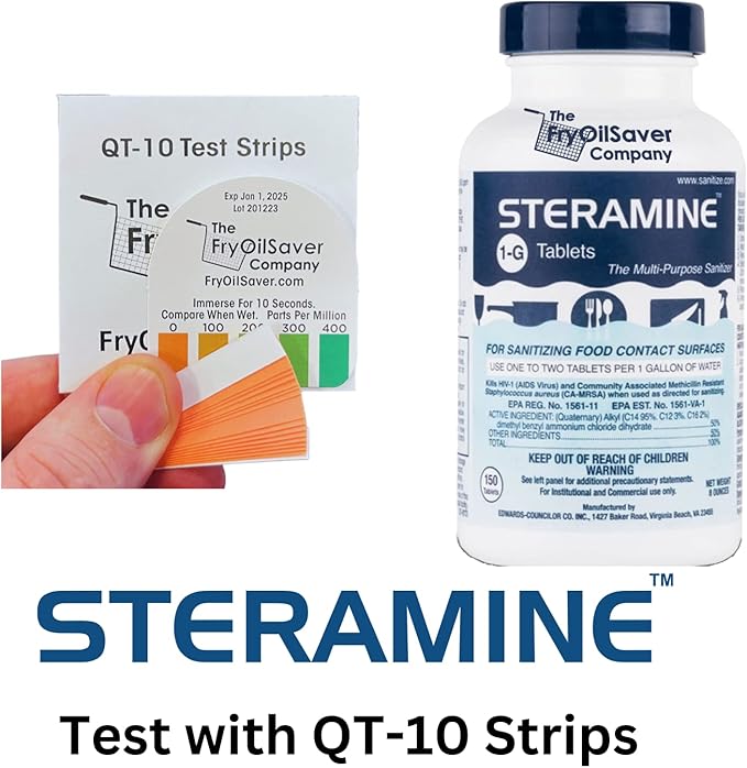 1 Bottle Steramine Sanitizer Tablets w/15x QT-10 Test Strips - Image 5