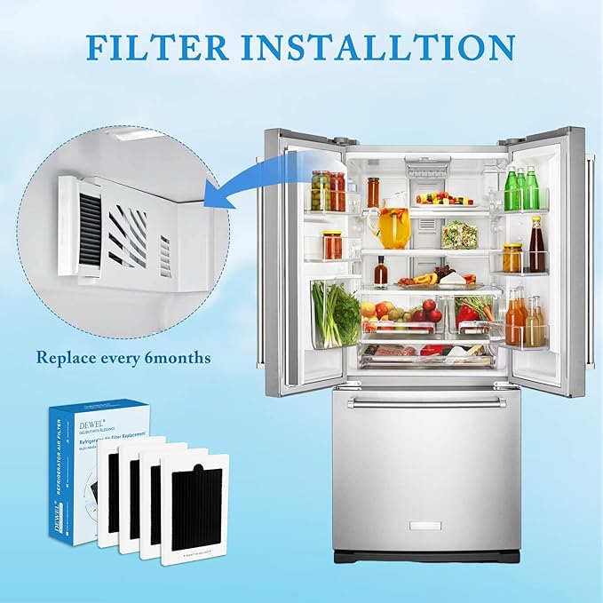 Refrigerator Air Filter Replacement 4 Pack, Carbon Activated Air Filter - Image 2