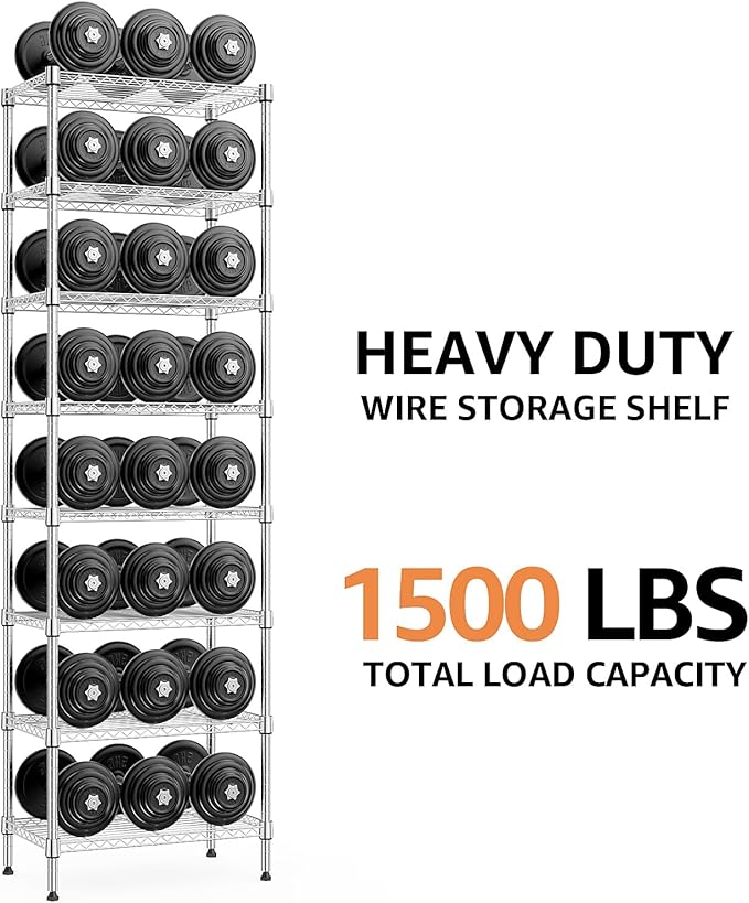 8 Tier 2000 lbs Storage Rack Metal Wire Shelving Unit, Storage Standing Shelf - Image 7