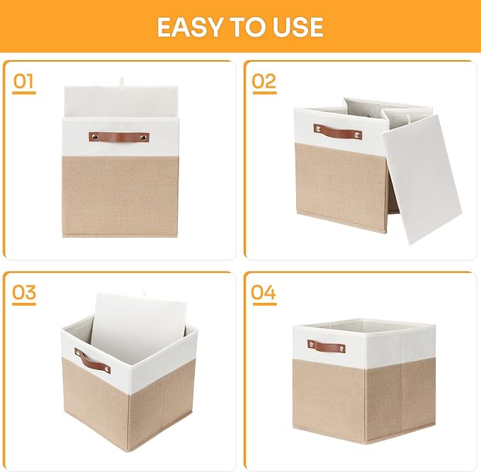 DULLEMELO Cube Storage Bins, Collapsible foldable Linen Canvas Closet Storage - Image 4