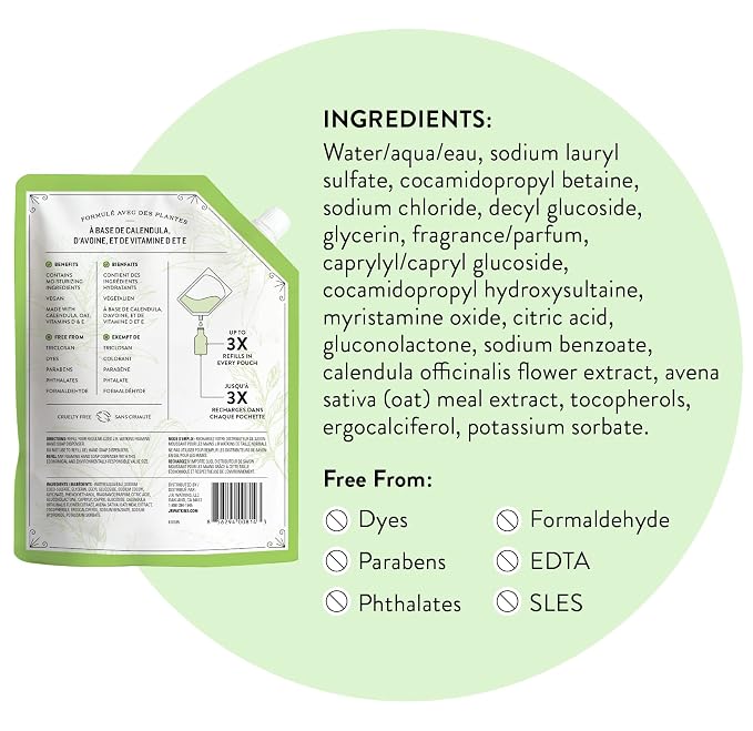J.R. Watkins Hand Soap Refill, Aloe and Green Tea 34 fl Ounce - Image 8
