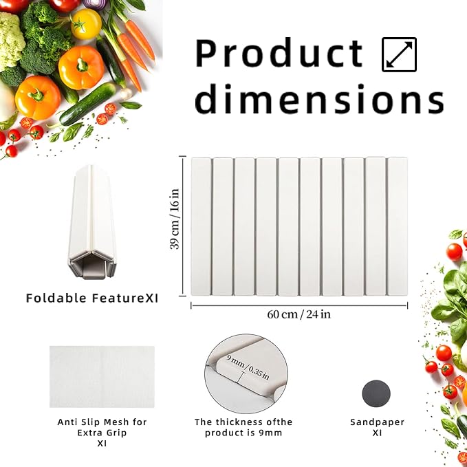 Stone Drying Mat for Kitchen Counter, Collapsible Dish Drying Mat, Fast Drying - Image 2