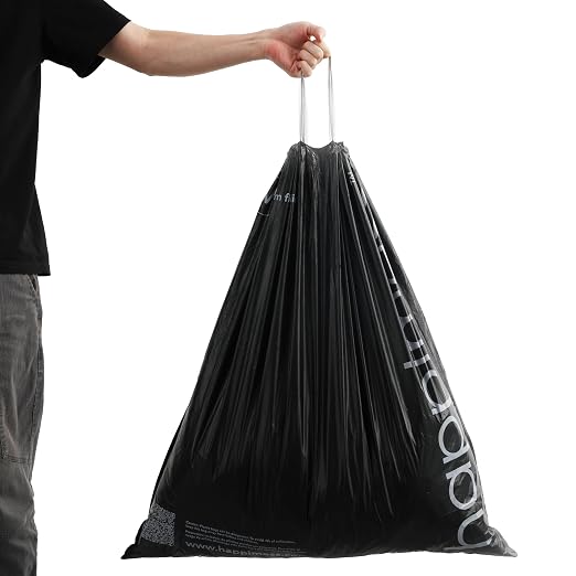 happimess HPM3000V-BLACK 30 Gallon Drawstring Unscented Trash Can Liner - Image 3