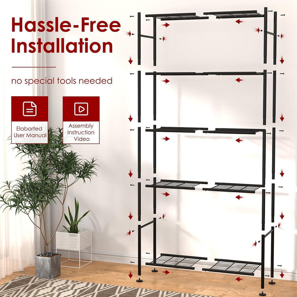 Sakugi Storage Racks - 2 Pack, 5-Tier Freestanding Steel Shelving Units with ...