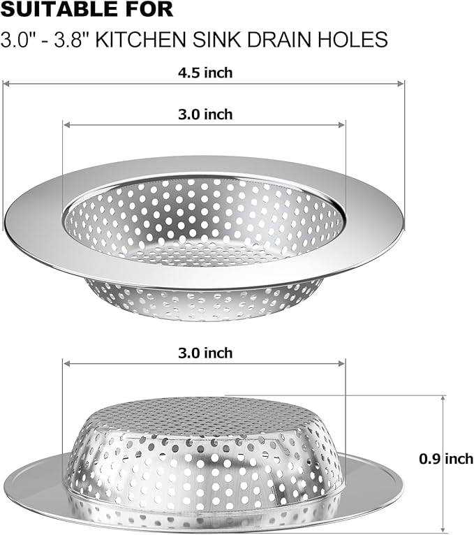 2PCS Kitchen Sink Drain Strainer/Catcher/Basket/Cover/Filter/Trap/Screen - Image 2