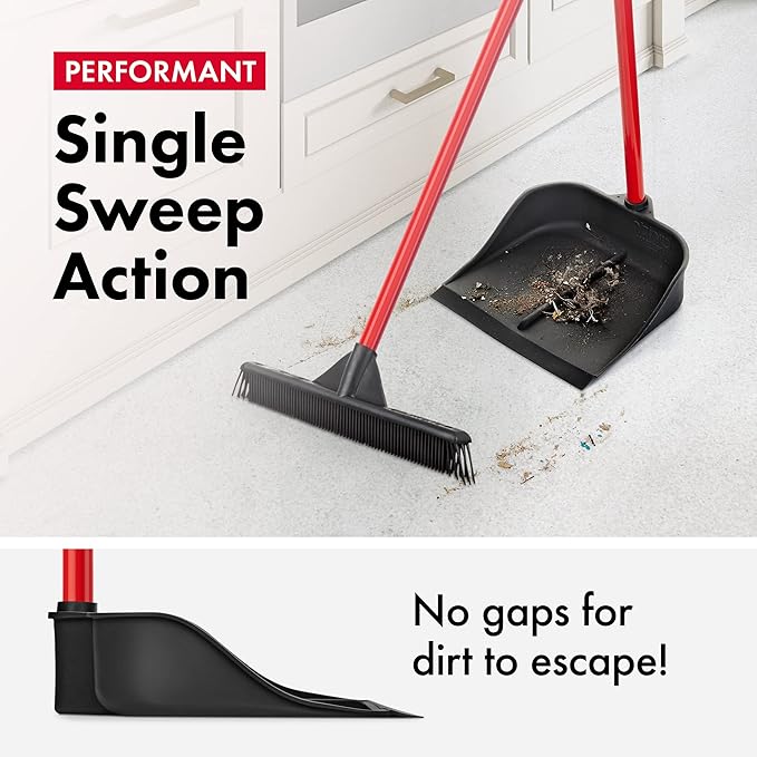 Dustpan with Handle by Ravmag- Solid Natural Rubber Construction- 40” Long - Image 2