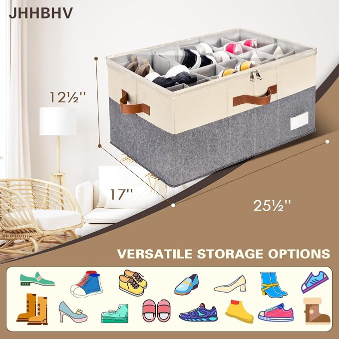 1 Pack Shoe Organizer for Closet, Adjustable Shoe Box Storage Containers - Image 6
