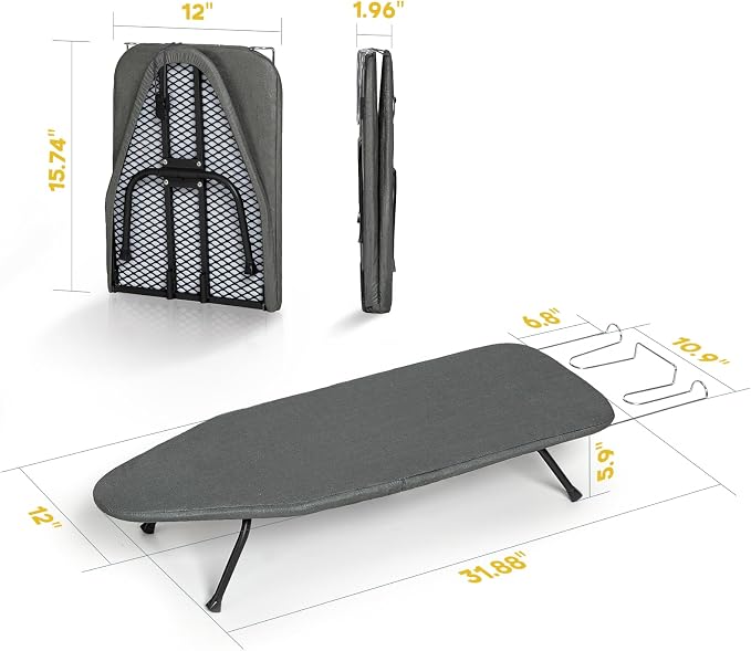 Small Ironing Board Tabletop, RAINHOL Compact Portable Iron Board Foldable - Image 6