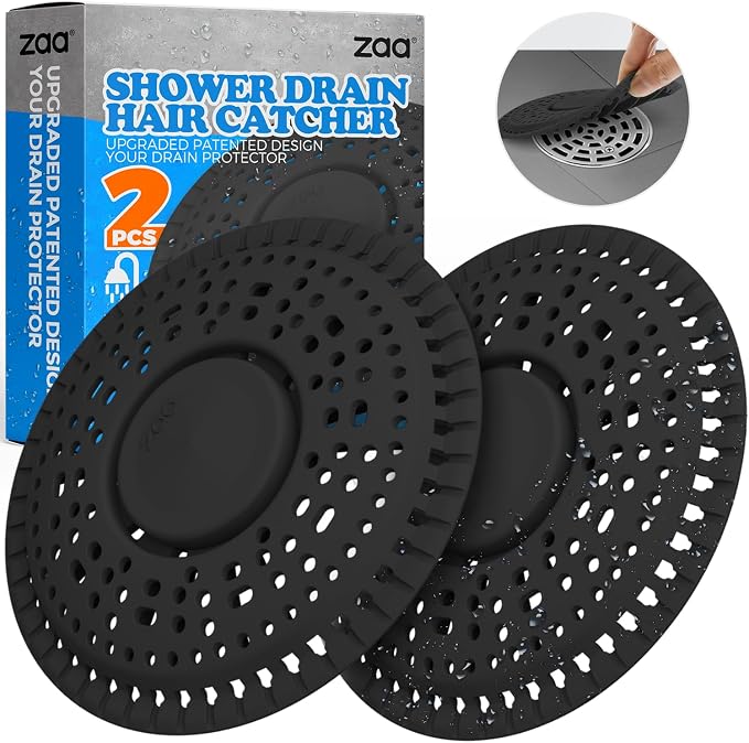 zaa Shower Drain Hair Catcher, Upgraded 2Pack Premium Silicone Drain Protector by zaa