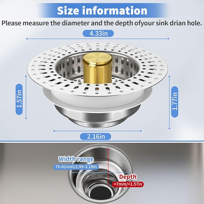 Upgraded 3 in 1 Kitchen Sink Drain Strainer - Image 2