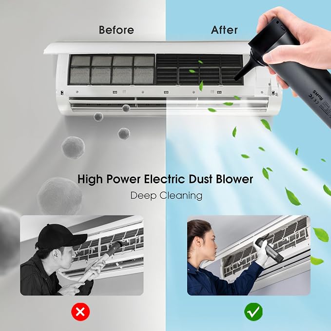 VSGO Electric Compressed Air Duster, Portable Cordless Handheld Air Blower - Image 3