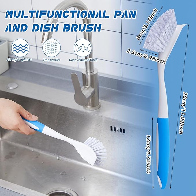 Hsei 10 Pcs Blue Kitchen Scrub Dish Brush Bulk - Image 2