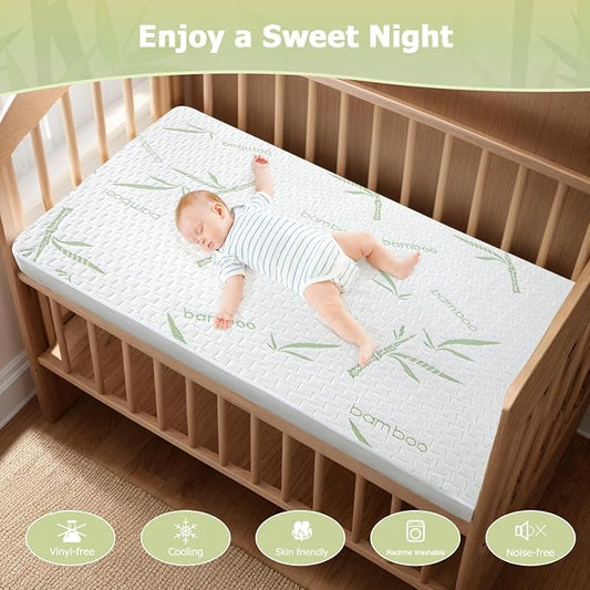 Mattress Protector Soft Crib Rayon Bamboo Waterproof Mattress Pad Cover - Image 2