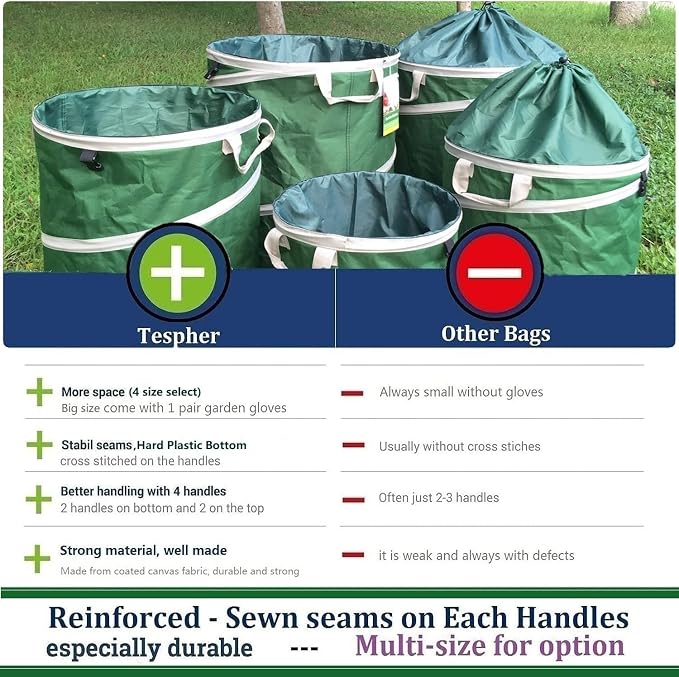 24-Gallon Collapsible Trash Can Hard-Shell Bottom Yard Garden Bag - Image 8