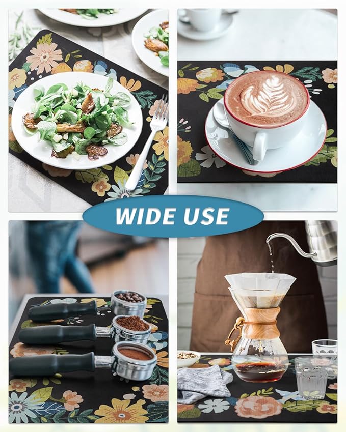 AMOAMI Coffee Mat Hide Stain Rubber Backed Absorbent Dish Drying Mat - Image 6