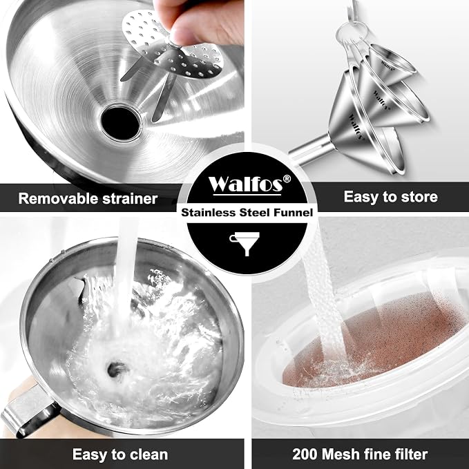 Stainless Steel Funnel, Walfos 6 Different Sizes of Kitchen funnels - Image 6