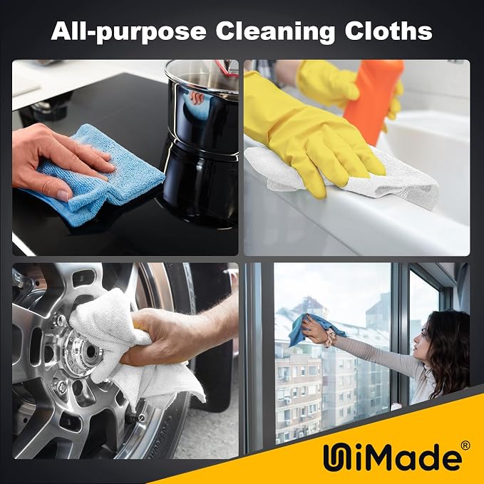 Shop Rags, 100 Sheets Microfiber Cleaning Cloth Commercial Grade Washcloths - Image 7