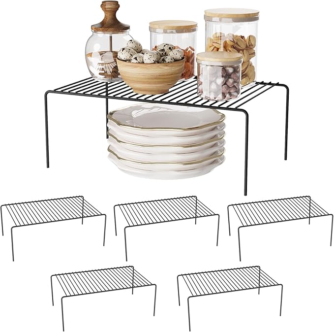MediumBlack Cabinet Storage Shelf Rack Set of 6, Rustproof Metal Wire Kitchen by DPZM