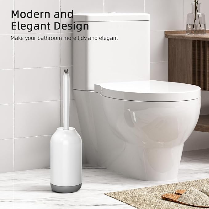 HAMITOR Toilet Bowl Brush Holder Set: 2 Pack Bathroom Deep Cleaning Toilet - Image 6