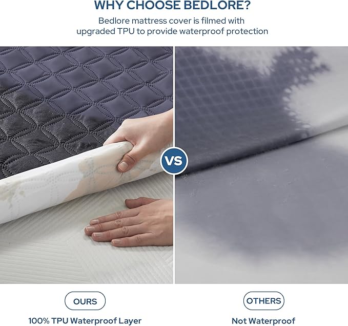 BEDLORE Waterproof Mattress Protector, Full Size Noiseless Mattress Pad - Image 2