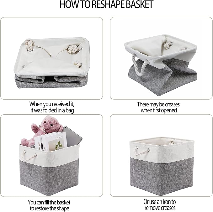 13 x 13 Inch Cube Storage Bins, 4 Pack Large Collapsible Fabric Storage Bin - Image 5