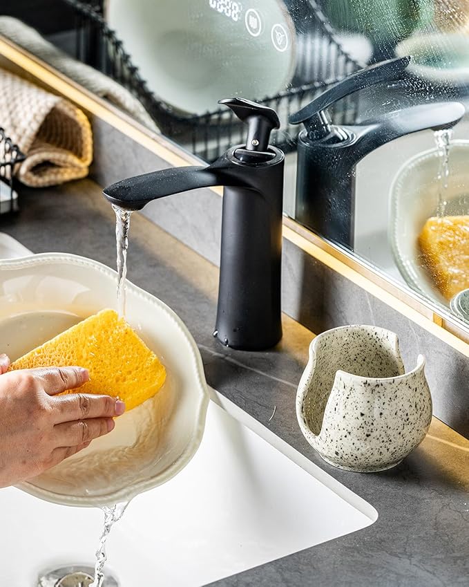 Sponge Holder for Kitchen Sink, Ceramic Dish Sponge Dish Rack Scrubby Caddy - Image 8