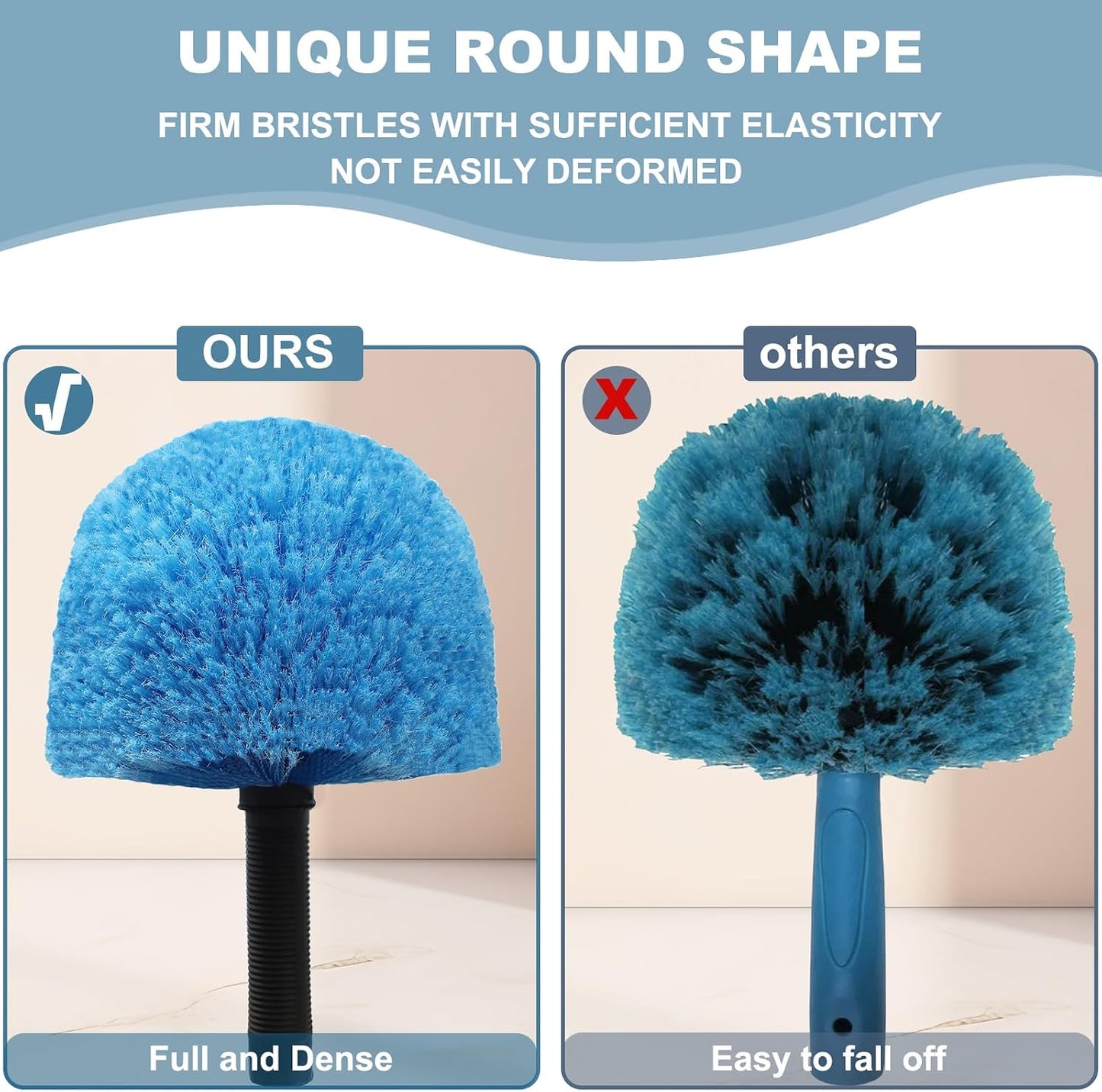 2 Pack Robust Cobweb Duster Head Brush – Superior Twist-On Web Cleaning Tool – Spider Web Remover Brush Compatible with Standard 3/4 Inch Threaded Poles for Outdoor & Indoor Use – Head Only (Blue)