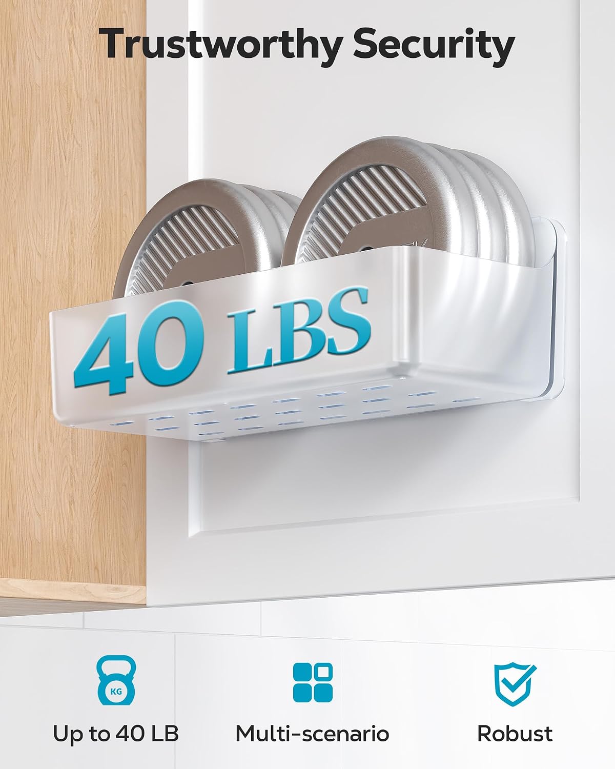 Nieifi Spice Rack Wall Mount, Clear, 2 Pieces | Large Capacity, Removable Design, Rustproof ABS, No Drilling Cabinet Door Organizer for Kitchen, Pantry