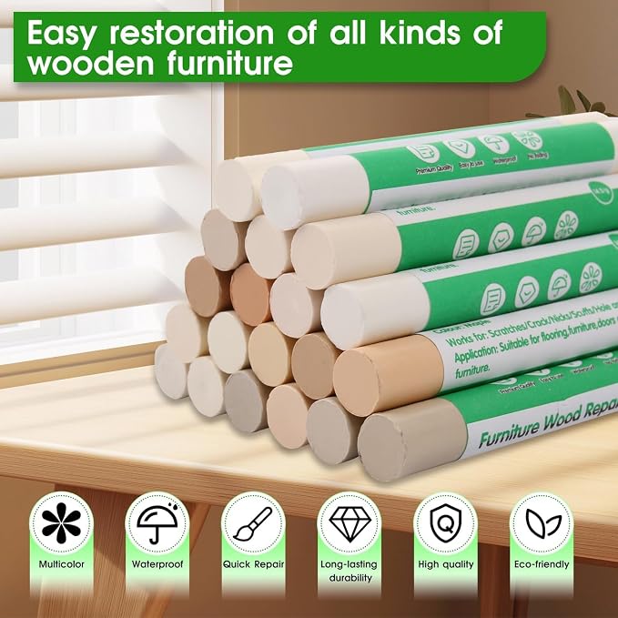 Furniture Markers Touch Up, 20 Colors Wood Filler Sticks, Wood Wax Crayons - Image 4