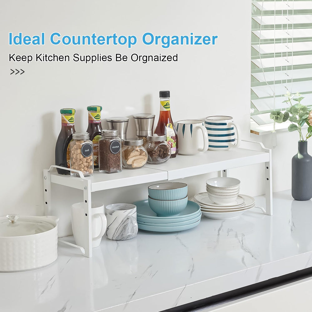 3 Pack Kitchen Cabinet Organizer Shelf, Stackable Expandable Shelves Organize...