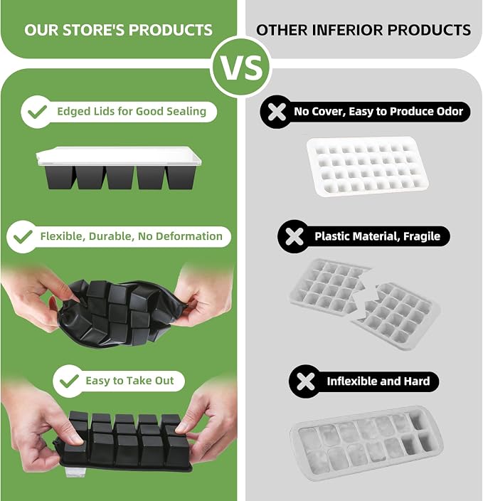 Silicone Ice Cube Tray, 2 Pack Easy-Release Stackable Ice Trays - Image 6