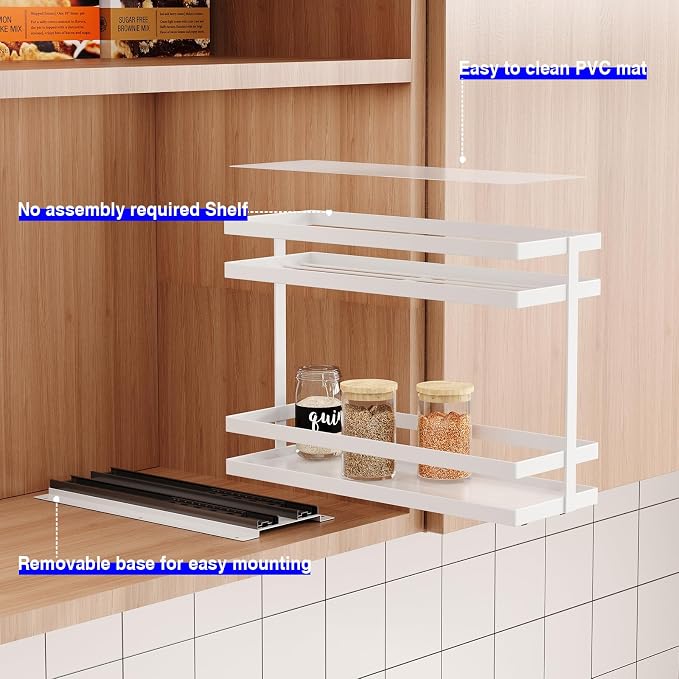 Pull Out Spice Rack Organizer for Cabinet, 2 Tier Metal Slide Out Seasoning - Image 7