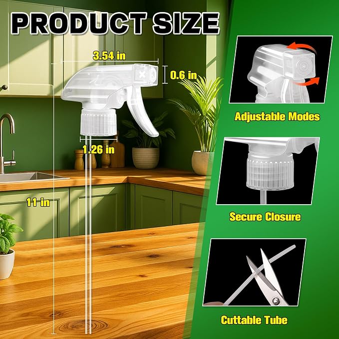 DIYSELF Spray-Nozzle-for-Bottles, Mist Stream Trigger Sprayer - Image 4