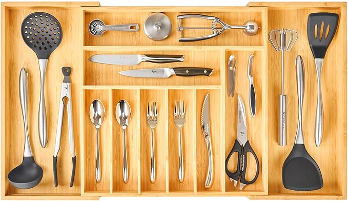 Umilife Extra Large Expandable Kitchen Siverware Utensils Drawer Organizer by Umilife